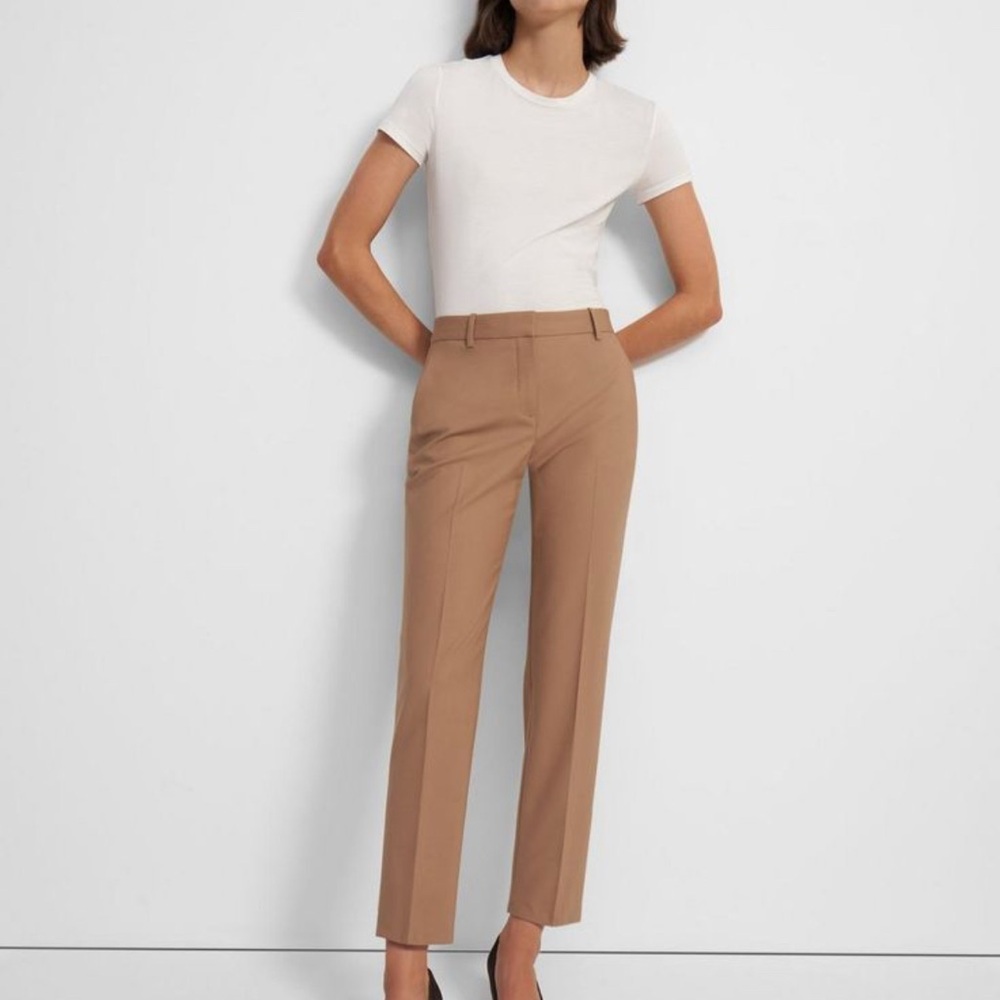 Theory Tan Tailored Trousers